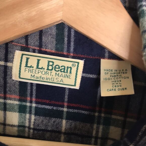L.L. Bean flannel plaid long sleeve cotton button down shirt size XXL - Picture 5 of 9